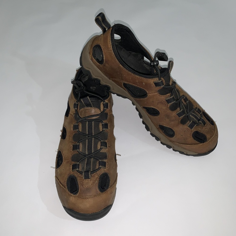 Duluth Trading Co Sandals Mens Size 12 Brown Leather Slip Resistant Hiking Shoes